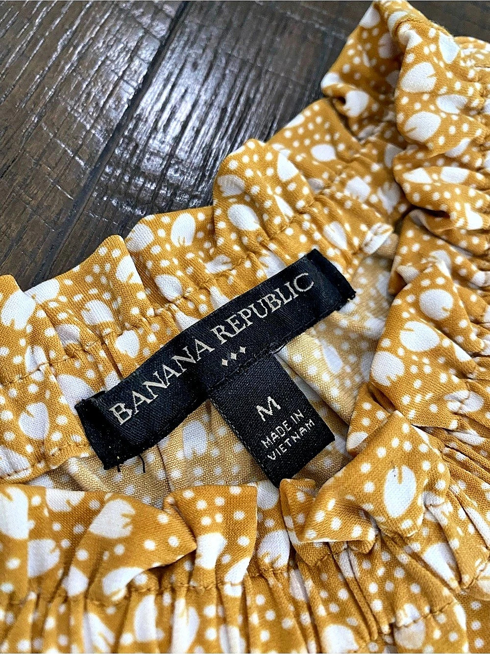 Banana Republic Abstract Mini Dress in Mustard Yellow & White Size Medium